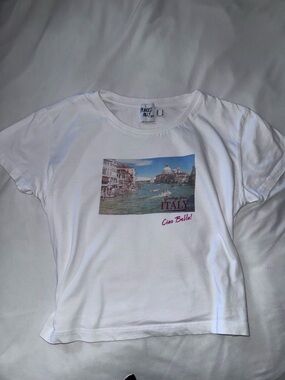 Princess Polly White Italy Graphic Crop Top